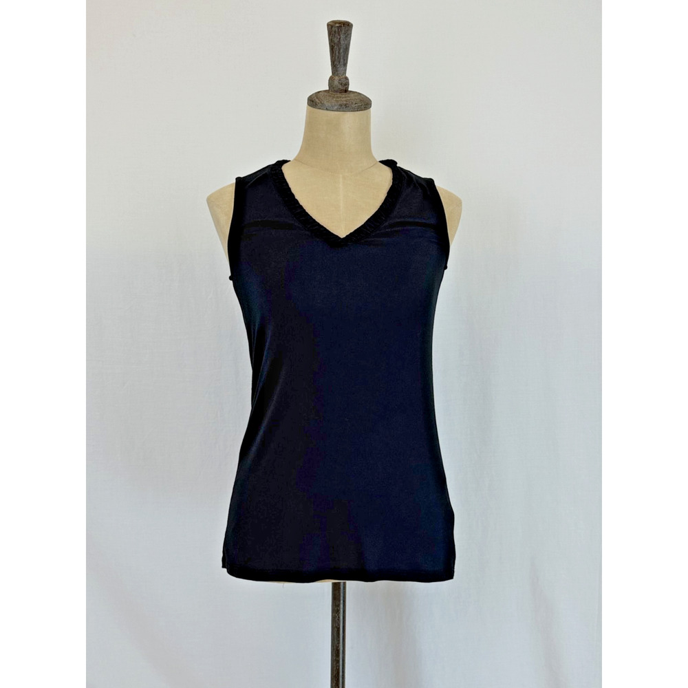 NWT Soya Concept BOUTIQUE Black V Neck Tank Top w/ Ruffle Detail #0420 Size S